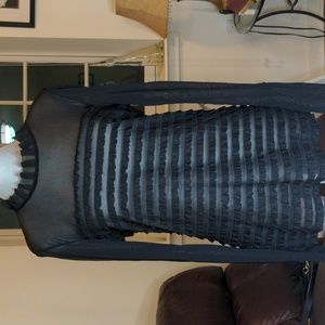 XX1 Brand size LARGE, black sheer sleeves with ruffles, exposed zip EUC